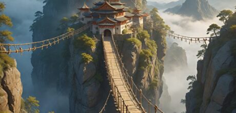 Hidden remote mountain monasteries only reachable by rope bridges