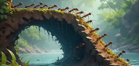 How ants build self-repairing bridges using their bodies